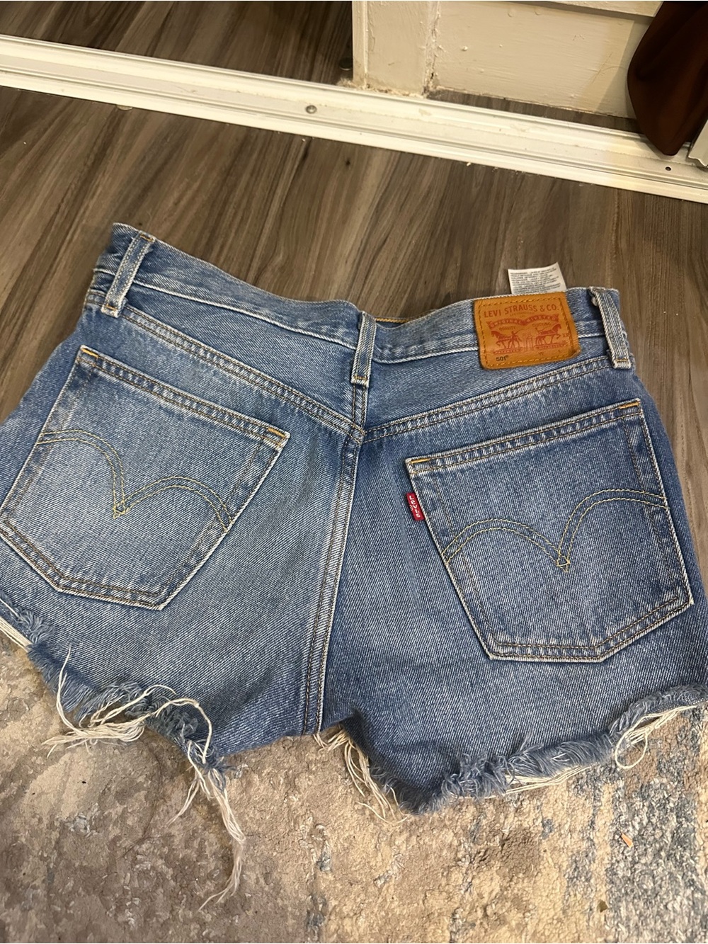 Levi's Light Blue Distressed Denim Cutoff Shorts